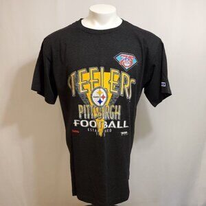 VTG Pittsburgh Steelers Trench Ultra Single Stitch Tee-Shirt Mens XL Black 1994